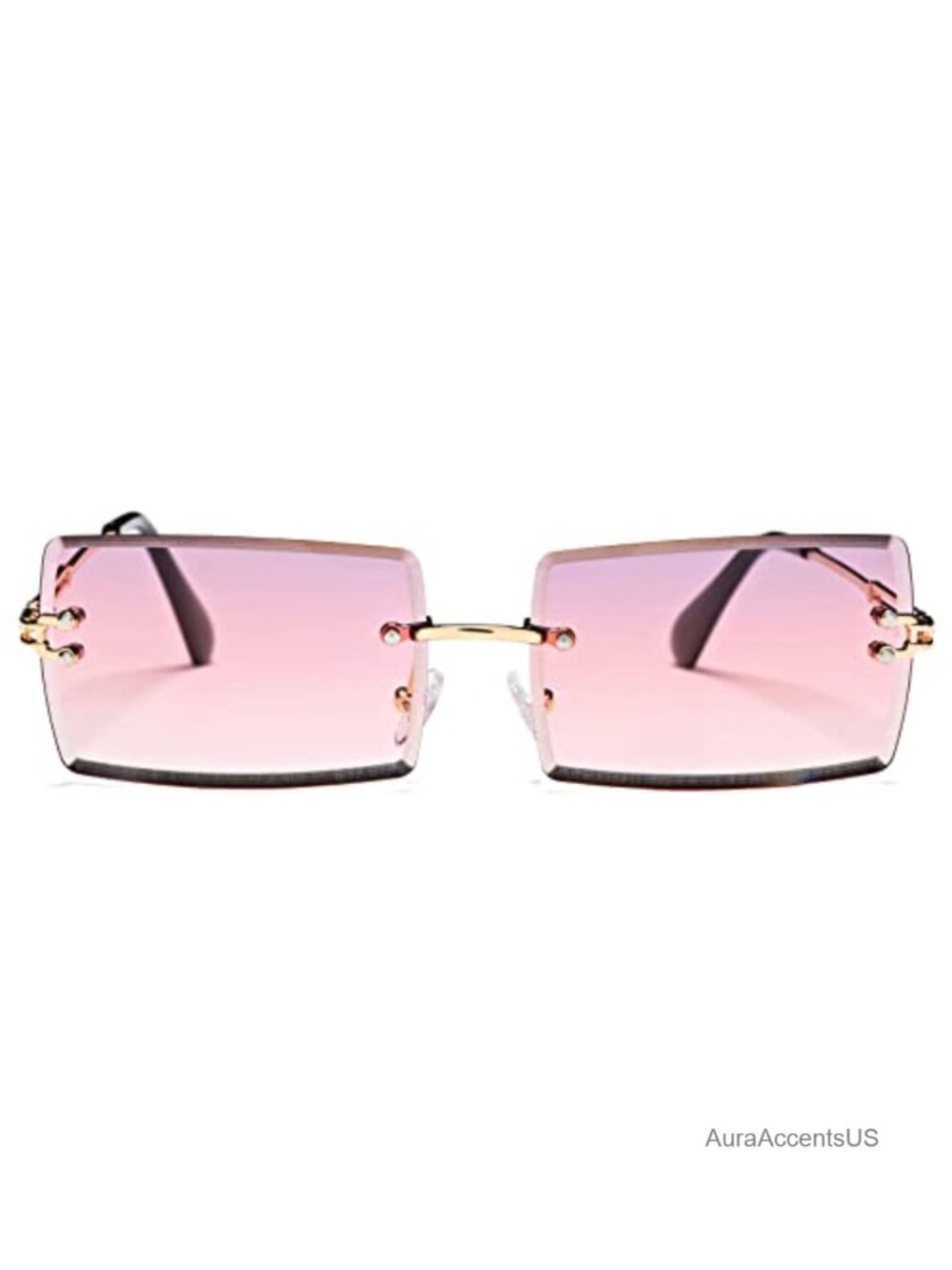 Rimless Rectangle Sunglasses Square Frame 2000s Eyewear UV400 Metal Unisex